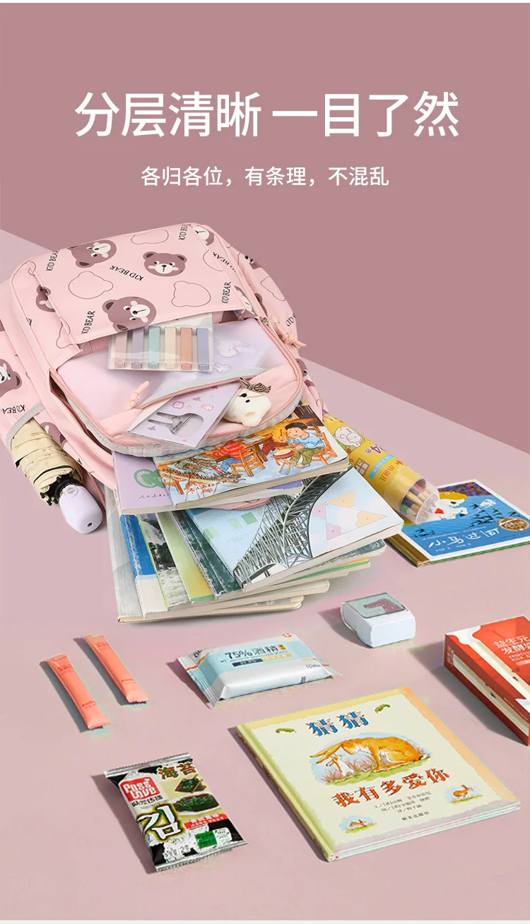 school bag Kids backpack water proof Preschool Ages 6-18 Spine protection Reduce the burden Large capacity