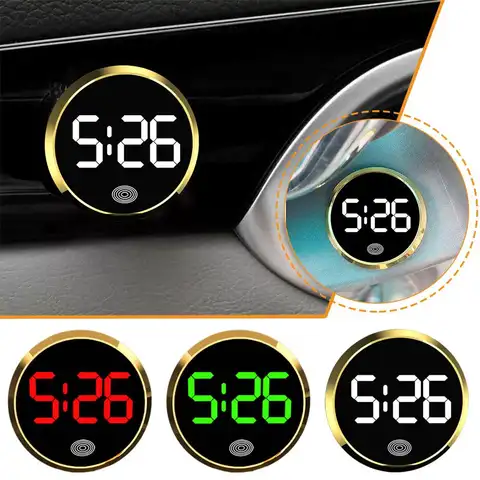 Car Dashboard Clock Luminous Mini Automobiles Internal Stick-On Digital Watch with Touch Switch Large LED Display Auto Ornament