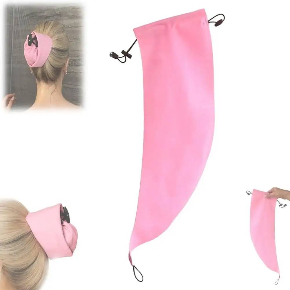 قبعة استحمام نسائية بتصميم ذيل حصان مقاومة للماء ومضادة للترطيب، قبعة ليلية مجعدة، واقي ذيل الشعر، غسول الجذر فقط