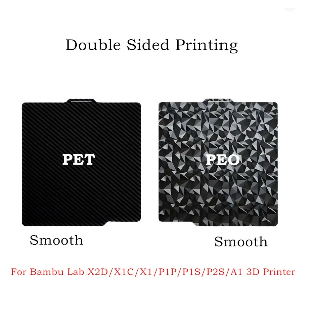 PEO PET Smooth Build Plate for Bambu Lab X2D P2S A1 X1C 3D Printer Double Sided PEI Flexible Spring Steel Magnetic Print Bed