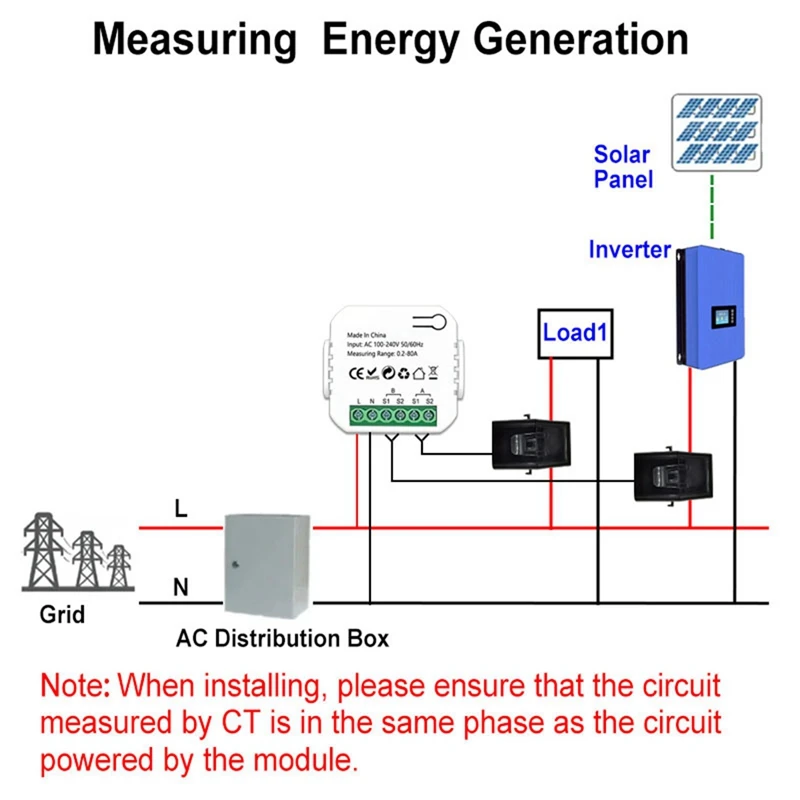 Medidor de energía inteligente Tuya, consumo de producción de energía, Monitor de potencia bidireccional, 0,2-80A, compatible con Control por aplicación