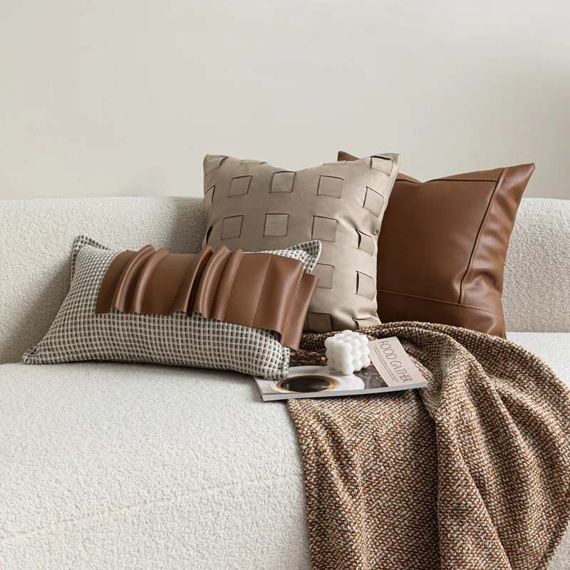 30X50/45X45CM Brown Coffee Throw Pillow Cover Light Luxury Homestay Waist Cushion Cover Decor Home Decorative Pillowcase