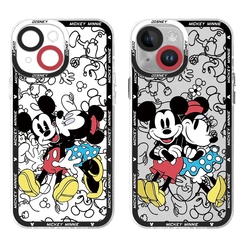 Cover Case for iPhone 14 Pro 7 6s 8 12 Mini 11 13 Pro Max SE XR 15 Plus X XS Disney Mickey Minnie Mouse Transparent Soft Coque