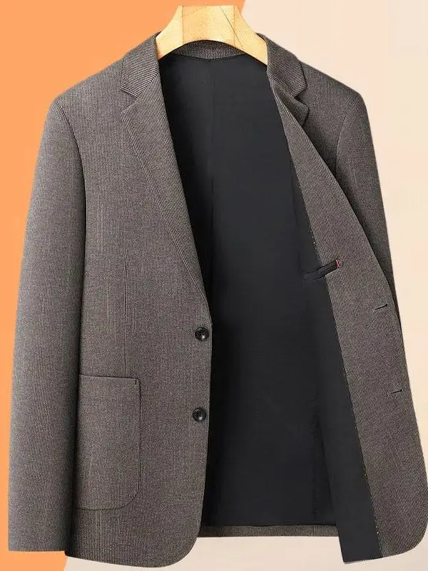 

Men's Casual Woolen Suit Jacket Comfortable Pure Color Leisure Business Style Fall New Workwear Single Button round Neck
