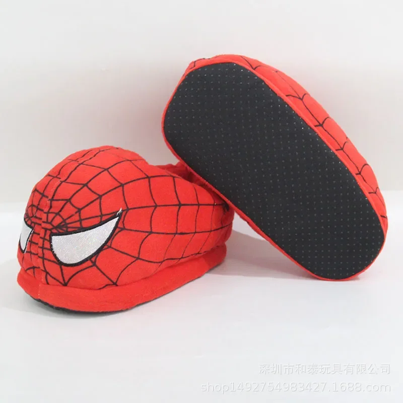 Zapatillas de felpa de dibujos animados de Spiderman de Disney, paquete completo de zapatos cálidos de algodón, regalo relleno de algodón Pp antideslizante grueso Kawaii para parejas