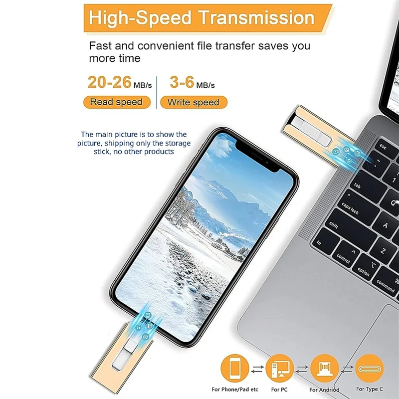 محرك فلاش USB سعة 64 جيجا 3 في 1 محرك فلاش USB متنقل، محرك أقراص ذاكرة USB، محرك إبهام USB