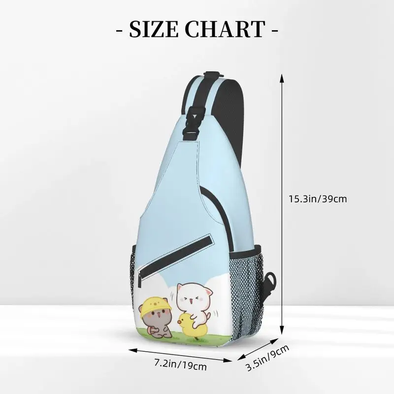 Mochila de dibujos animados Mochi Cat Peach y Goma para hombre, morral de hombro para viaje, senderismo, pecho cruzado, mochila de día