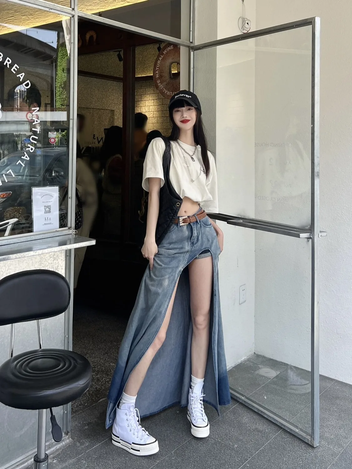 Spice Girl Design Sense Denim Skirt Women Summer 2026 New High Waist Split Irregular Long Skirts