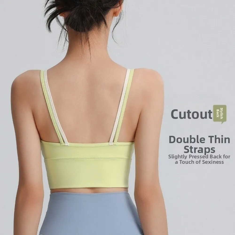 Modischer, atmungsaktiver Trainings-BH, Farbblockierung, stoßfest, Tank-Top-BH, schöner Rücken, bequemer Sport-BH, Fitnesstraining