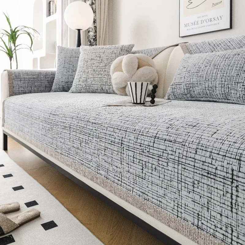 EIFLOY-Chenille Couch Cover, 2, 3 Seater, Anti Slip, Sofa Slip Cover, Armchair Furniture Protector, Simple Sofa Cushion