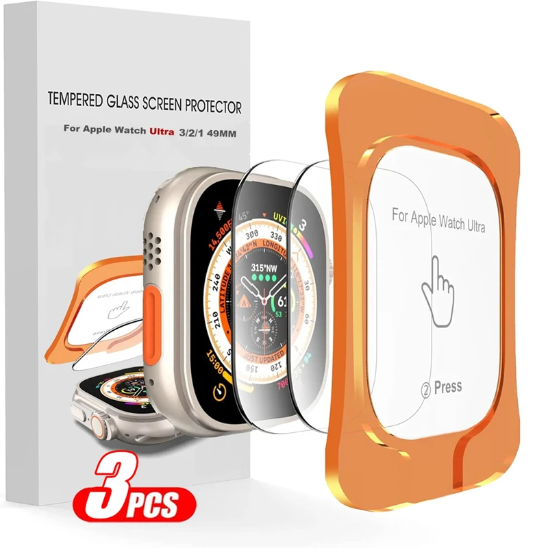 

1-3 шт. закаленное стекло для Apple Watch Ultra 3/2/1 49 мм прозрачная защитная пленка для экрана с комплектом автоматического выравнивания для iWatch Ultra3 2 1