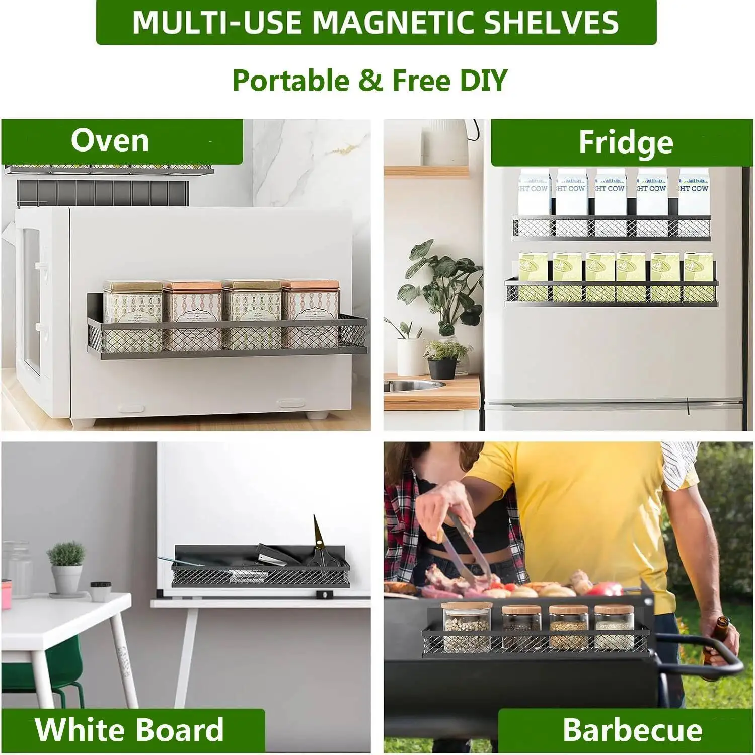 Scaffale in metallo per frigorifero, forno, frigorifero, per cucina fai da te, organizer per spezie, ripiano magnetico