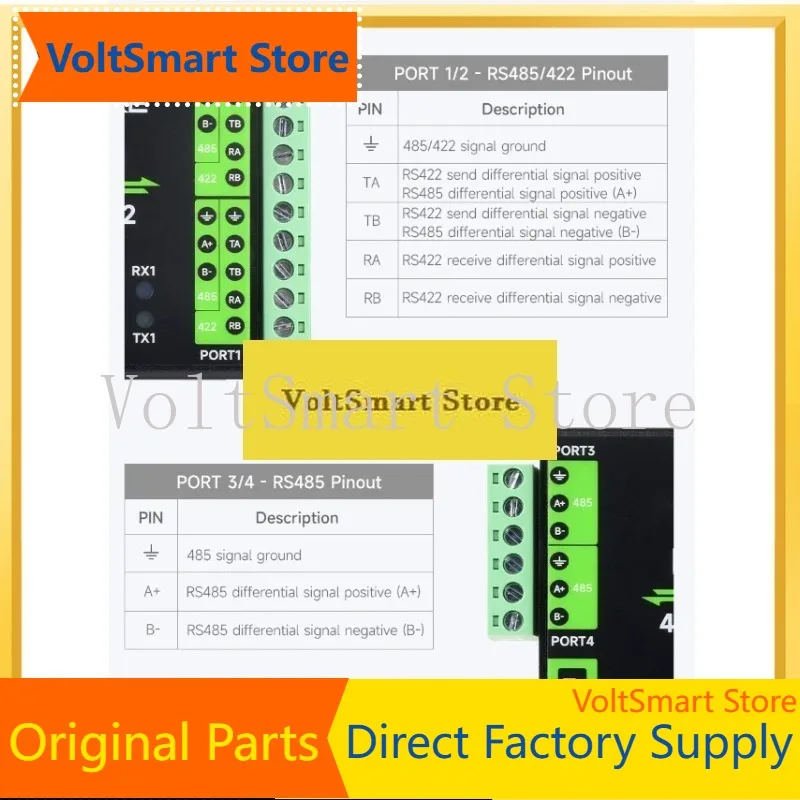 VoltSIndustrial Grade Isolated USB To RS485/422 Converter, Support USB To 2-way RS485+2-way RS485/422 FT4232HL Chip