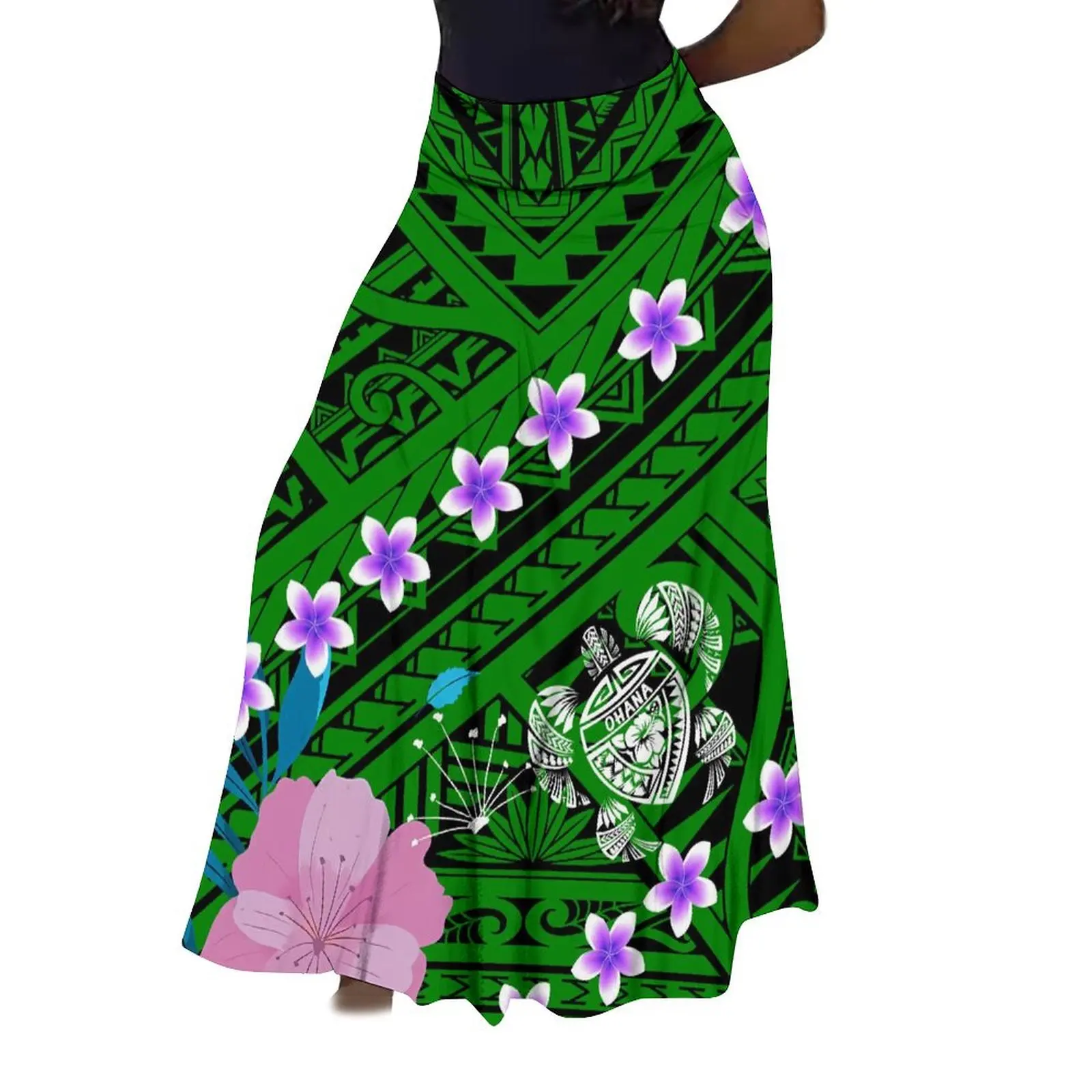 

Women'S Casual High-Waisted Skirt Matched With Stylish Loose Half Skirt Polynesian Island Design In Vintage Print