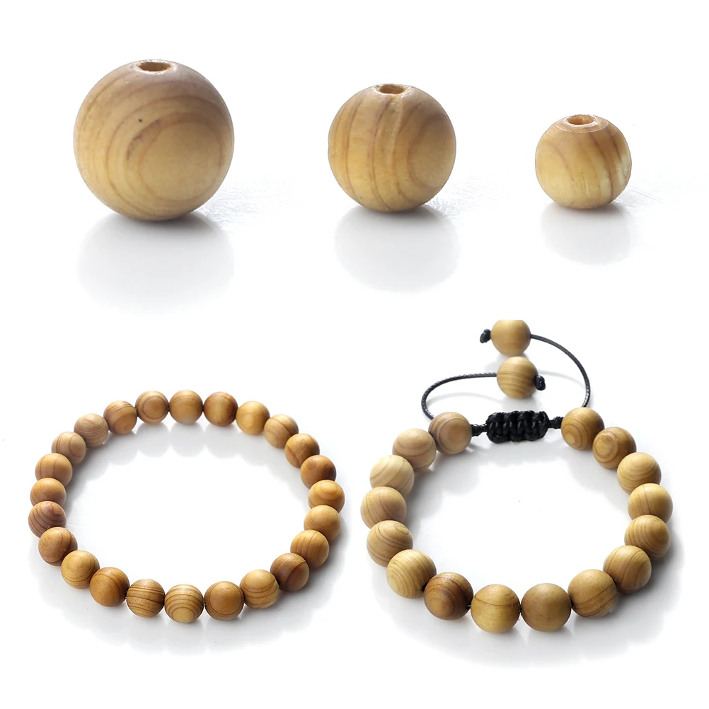 20-100pcs/bag Cypress Wood Beads for Jewelry Making DIY Bracelet Necklace Round Loose Spacer 6/8/10mm Wooden Bead Accessories