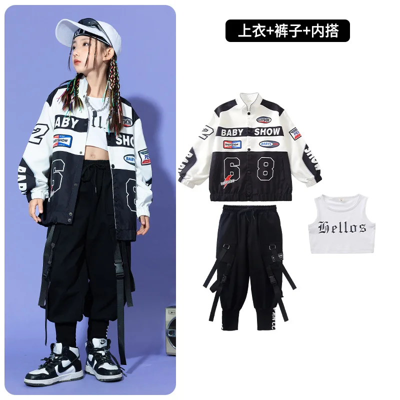 Hip Hop Dance Costumes for Girls Boys Jazz Ballroom Dance Clothes Kids Party Stage Outfits Hiphop Competition Suits Performance