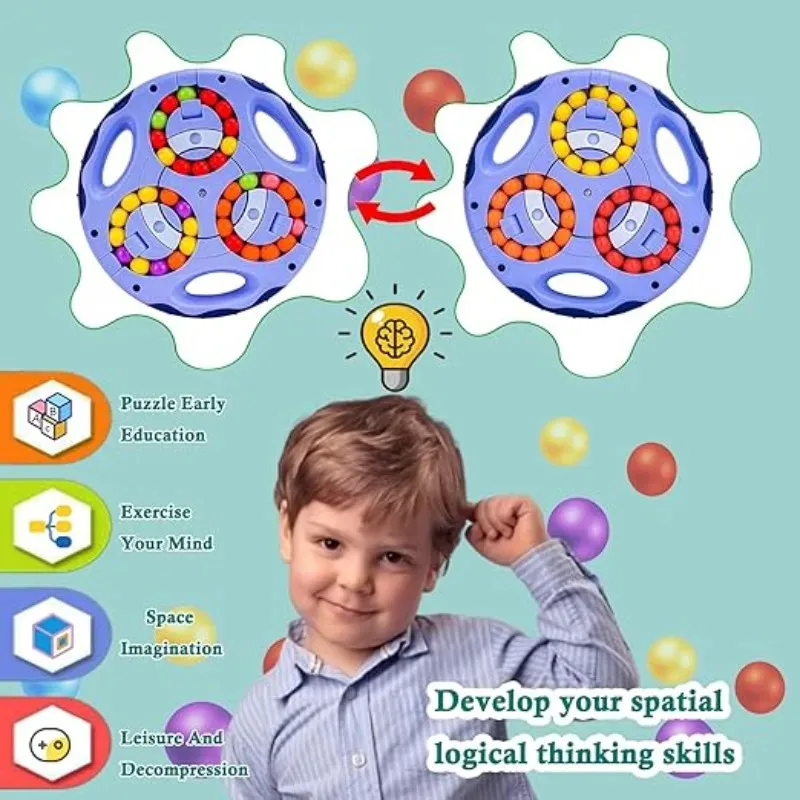 3In1 Bambini Rotanti Fagioli Magici Punta Delle Dita Cubo Giocattoli Per Bambini Spin Bead Puzzle Gioco di Apprendimento Educativo Adulti Giocattolo Alleviare Lo Stress