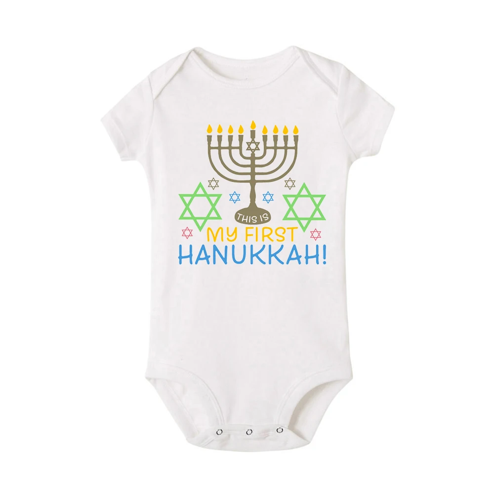 بلدي أول هانوكا شانوكا طفل بنين بنات قصيرة الأكمام السروال القصير الرضع حديثي الولادة داخلية الاطفال الطفل ملابس عتيقة وتتسابق #5