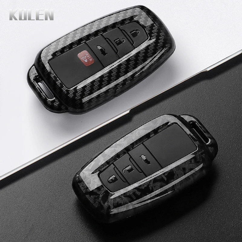 

Чехол для автомобильного ключа из углеродного волокна из АБС-пластика для Toyota Prius Camry Corolla CHR C-HR RAV4 Land Cruiser Prado, защищенный брелок, аксессуары