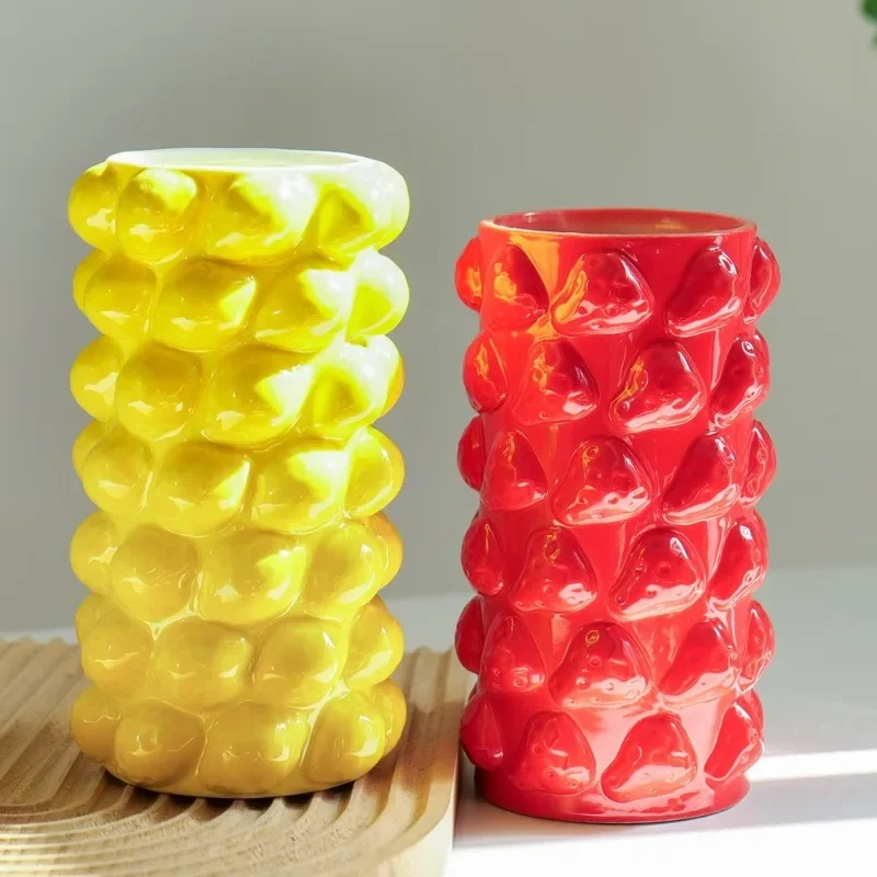 Creative Strawberry Lemon Fruit Vase Ceramic Flower Arranger Dining Table Decoration Living Room Home Decoration Festival Gifts