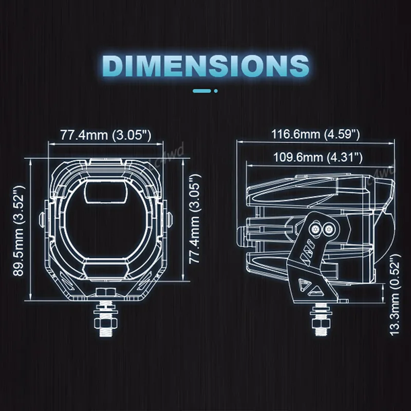 LC4WD 4x4 الملحقات الخارجية الألومنيوم A-عمود الأضواء عالية منخفضة شعاع للتحويل OMU سلسلة لشاحنات الدراجات النارية جيب ATV #6
