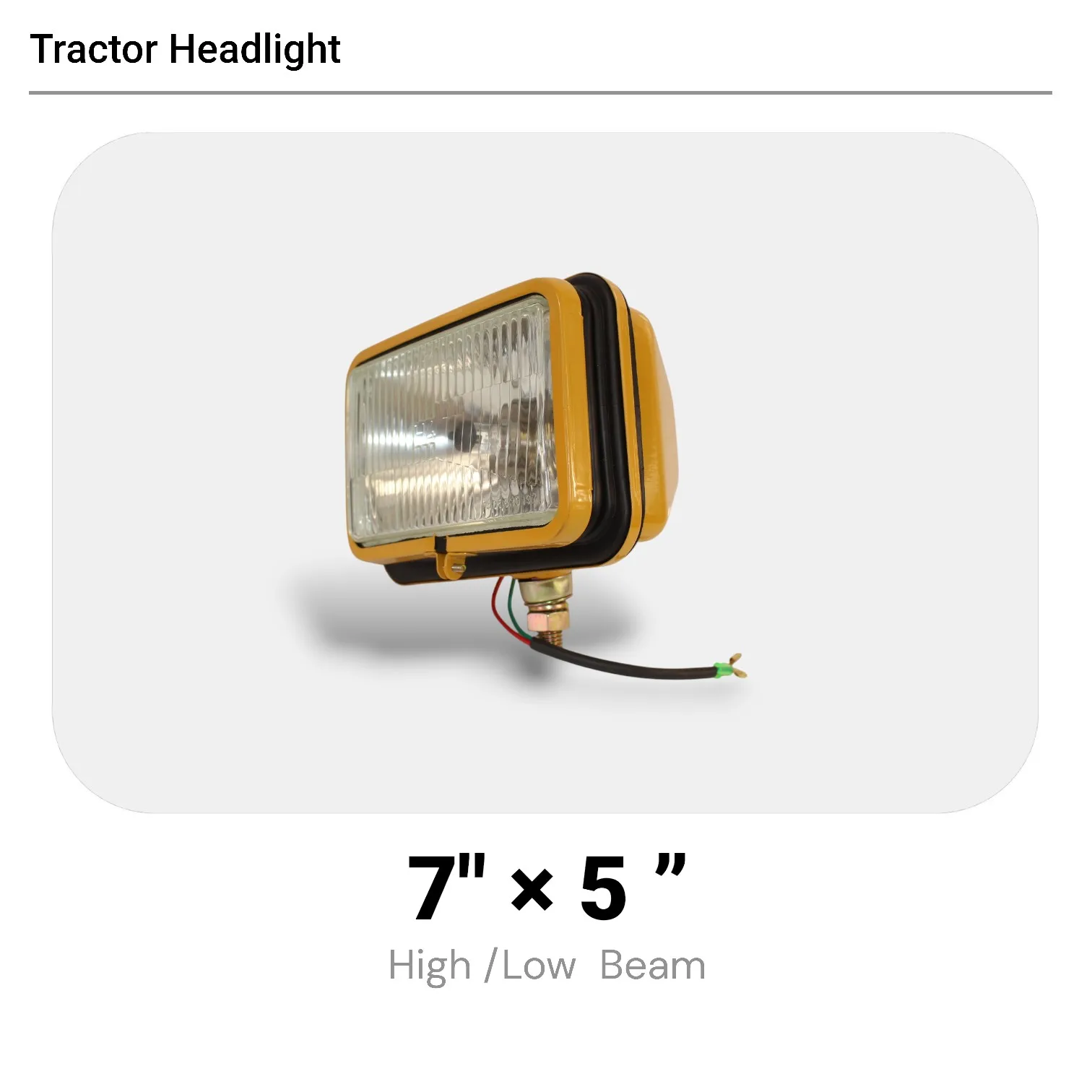 

24V H4 Halogen Tractor Headlight 180*130mm Metal Yellow Housing Clear Glass High Low Beam， for PC60-6 PC200-5 PC100-5 Komatsu-5