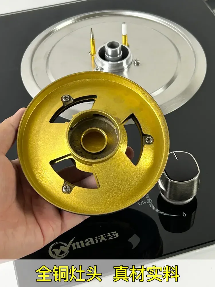 Stufa a gas interamente in rame Stufa a gas incorporata da tavolo con fuoco feroce per uso domestico Stufa a fuoco singolo ad alta potenza