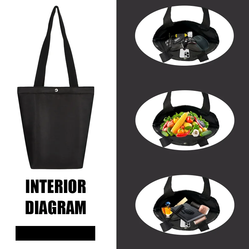 Black Nylon Handbag Shoulder Bag with Large Capacity Anti Fouling Storage Bag Suitable for Daily Commuting Outdoor Play Tote Bag