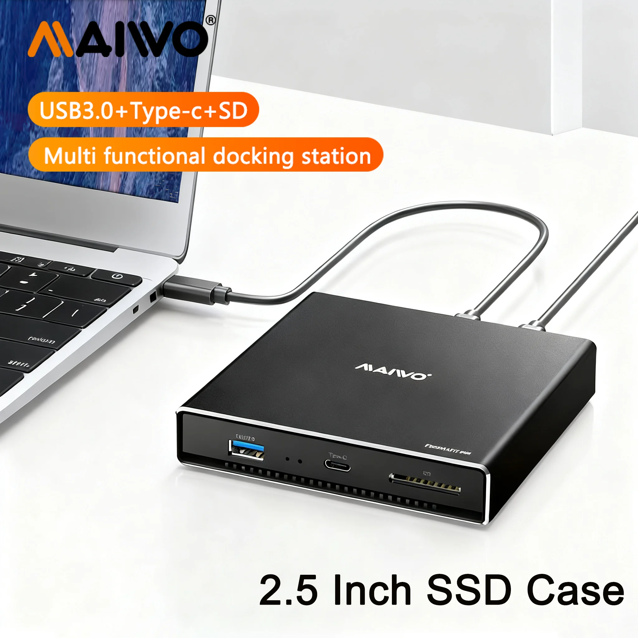MAIWO 2.5 Inch SSD Case All Aluminum Multifunctional Docking Station Mobile Hard Drive Cartridge HD TV/SD/TF Card Reading For PC