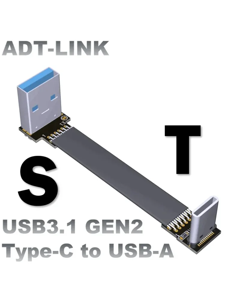 ADT-Link 10Gbps USB3.1 Gen2 Kabel USB 3.1 Typ C do Typ A, płaski kabel taśmowy do transmisji danych, USB 3.1 C do A, męski na żeński, adapter USB-Device FPC FPV — zdjęcie produktu 7