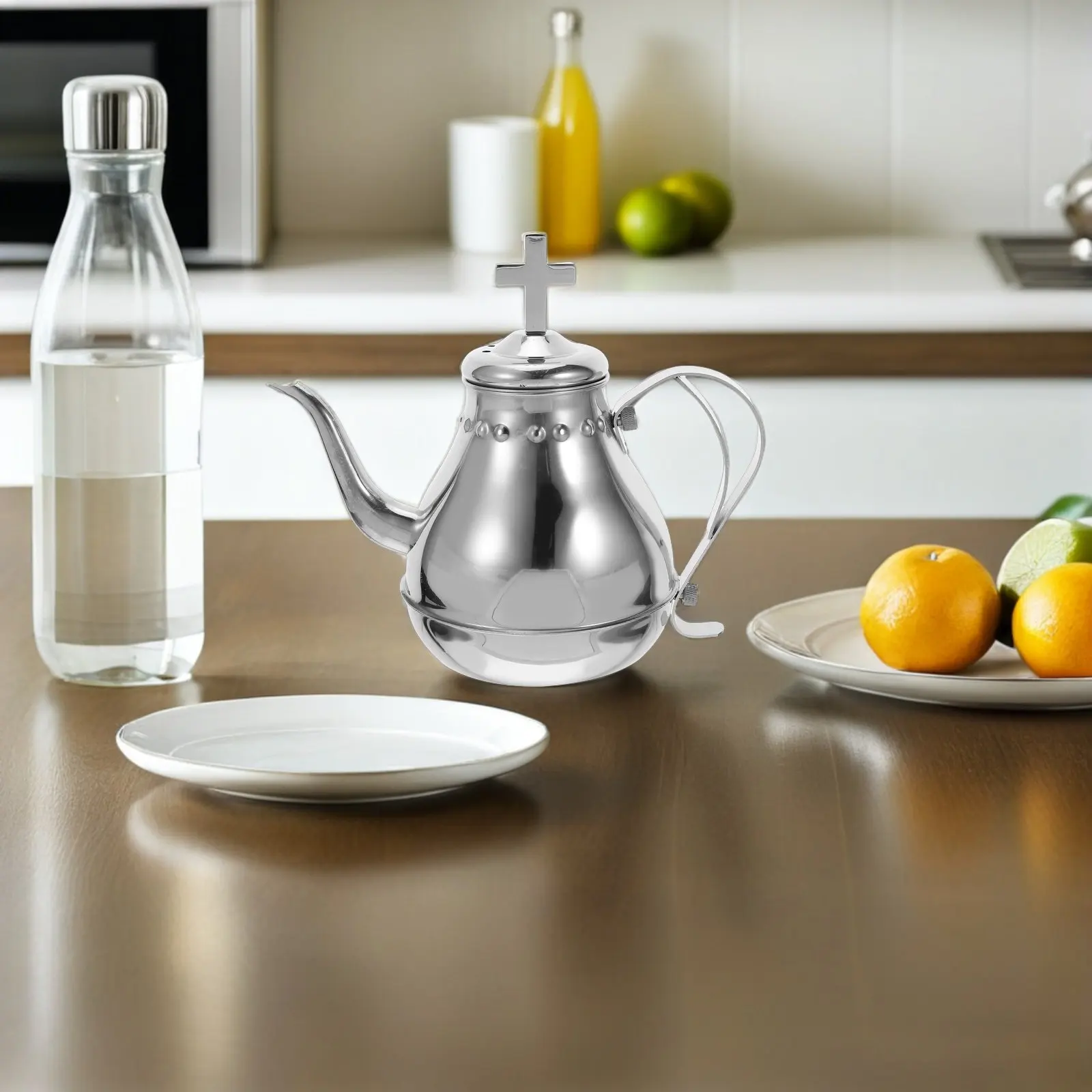 Stainless Steel Silver Communion Pot Vintage Design Lightweight Portable Teapot for Church Sacred Ceremony Water Kettle