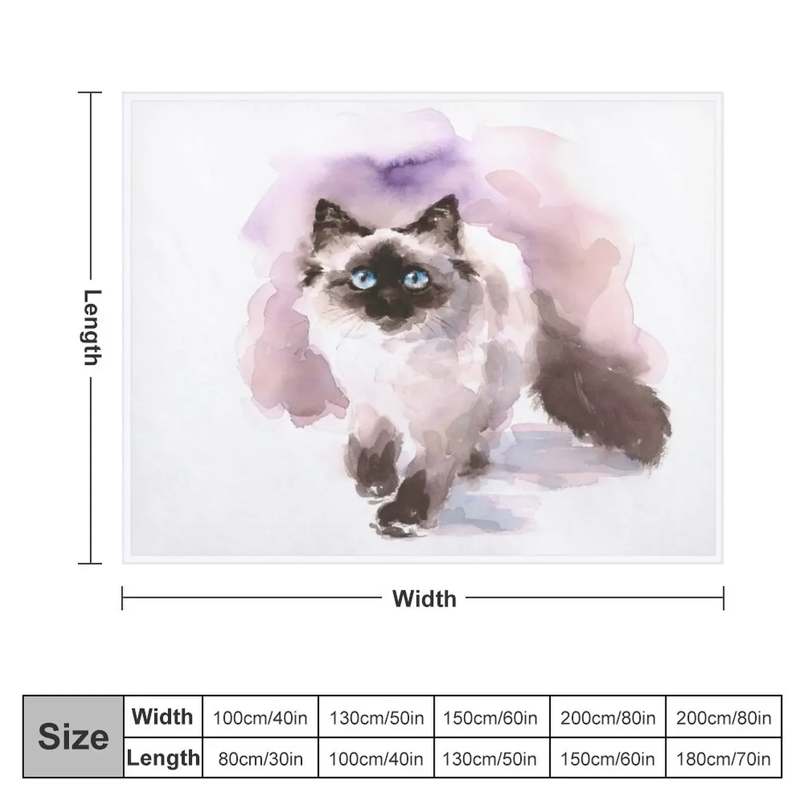 Watercolor Siamese Cat Throw Blanket Multi-Purpose bed plaid Luxury Brand Vintage Blankets