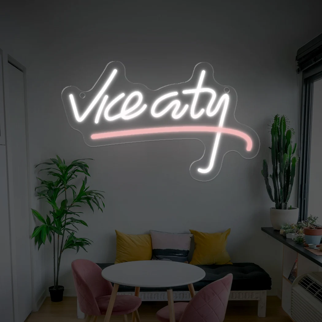 

Vice City Neon Sign LED Light for Bar Cafe Home Room Shop Club Hanging Wall Decoration Birthday Gift USB Powered Night Lamp