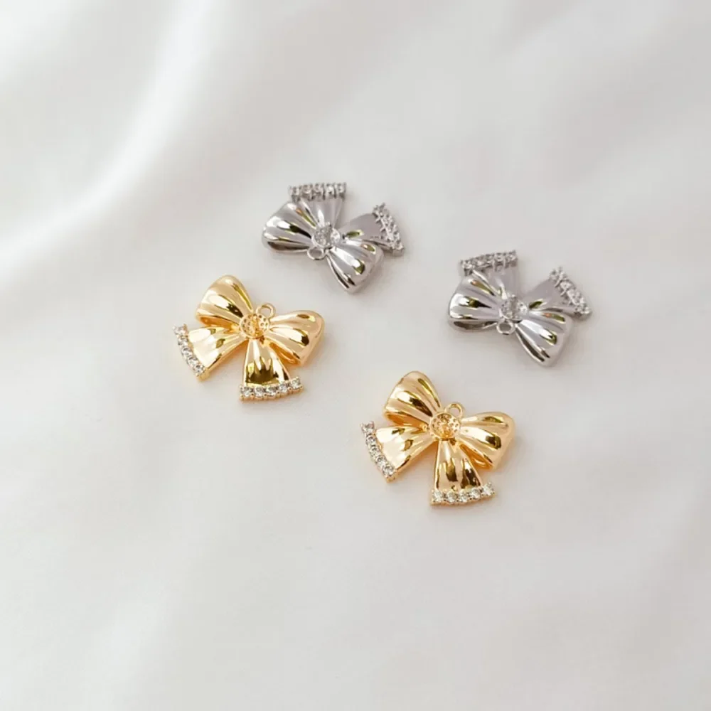 

Позолоченный 14 карат, инкрустация цирконом, пустая подставка, подвеска-бантик, браслет, аксессуар ручной работы своими руками