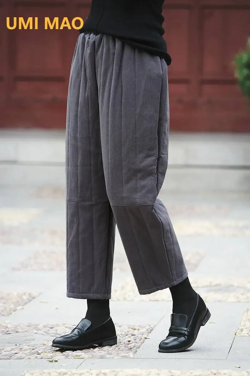 UMI MAO Cotton Hemp Trousers Women Autumn Winter Literature  Art Casual Cotton Clip Warm Loose Retro Slim Cotton Casual Pants
