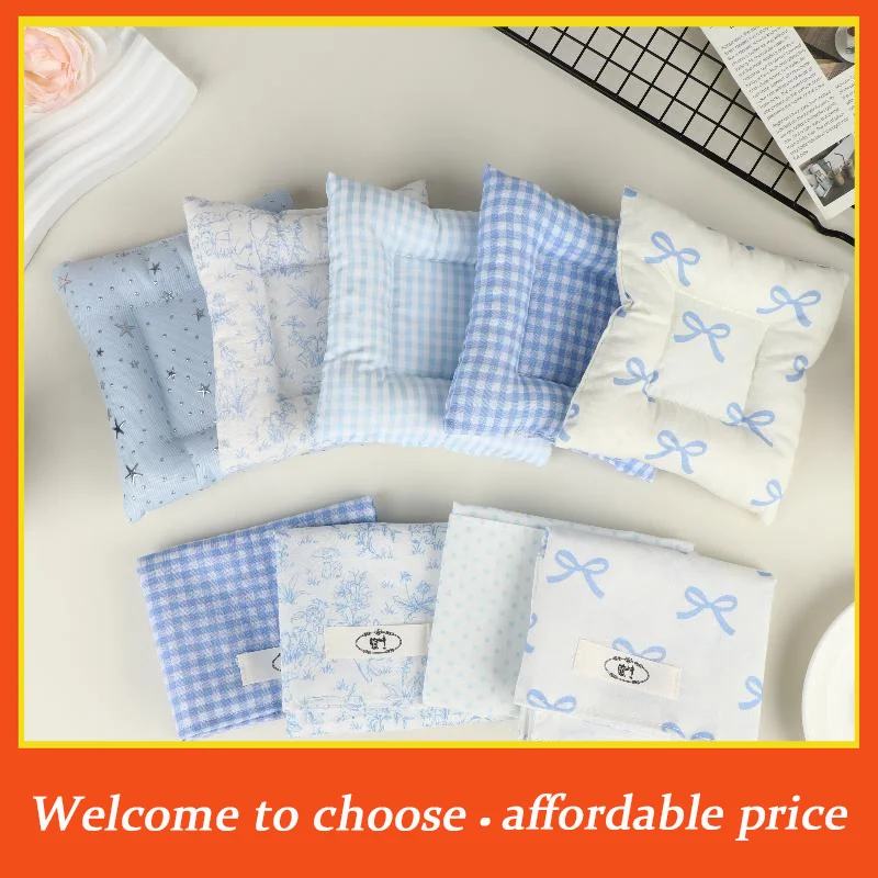 {}Korean Retro Blue Plaid Tablecloth Placemats Table Mat Food Background Cloth Insulation Pad Home Decoration Accessories