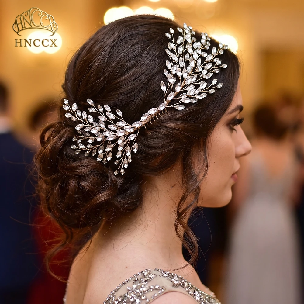 

HNCCX Elegant Rhinestone Bride Hair Comb Bling Wedding Women Hair Accessories Handmade Headpieces For Party Prom HP276