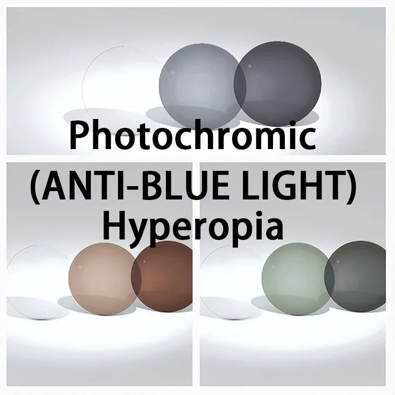

Photochromic(ANTI-BLUE LIGHT)Hyperopia 1.56 1.61 Aspherical Prescription Lens Sunglasses Lens Single Vision Outdoor Gray Brown