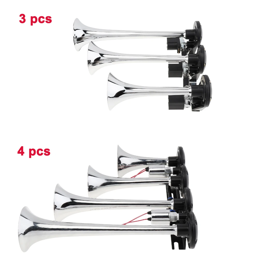 

12V Car Air Horns Super Loud 8 Sounds Style Alarm 3/4 Trumpet Air Horn Compressor Kit for Motorcycle Boat Truck Car Automobiles