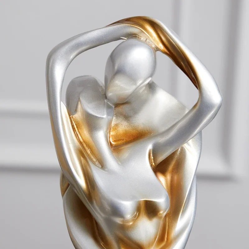Creative Wedding Gift Hug Dancer Vintage Silver Home Decor Resin Model Abstract Sculptures Living Room  Wine Cabinet Decoration