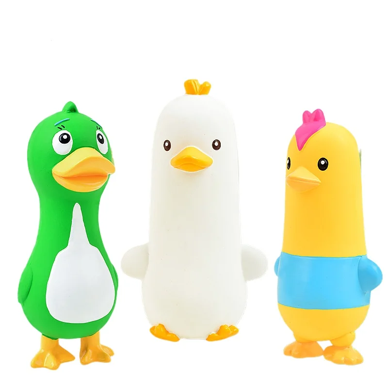 Squeaky Latex Chicken Duck Goose Dog Toy: Chew-Resistant Stress Relief & Interactive Training Toy for Play and Boredom Relief