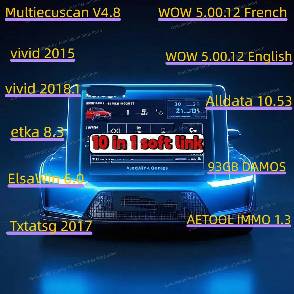 

Software Alldata 10.53 AETOOL IMMO 1.3 Multiecuscan V4.8 ATSG 2017 Vivid 2018/2015 ElsaWin 6.0，WOW 5.00.12 etka 8.5 93GB DAMOS