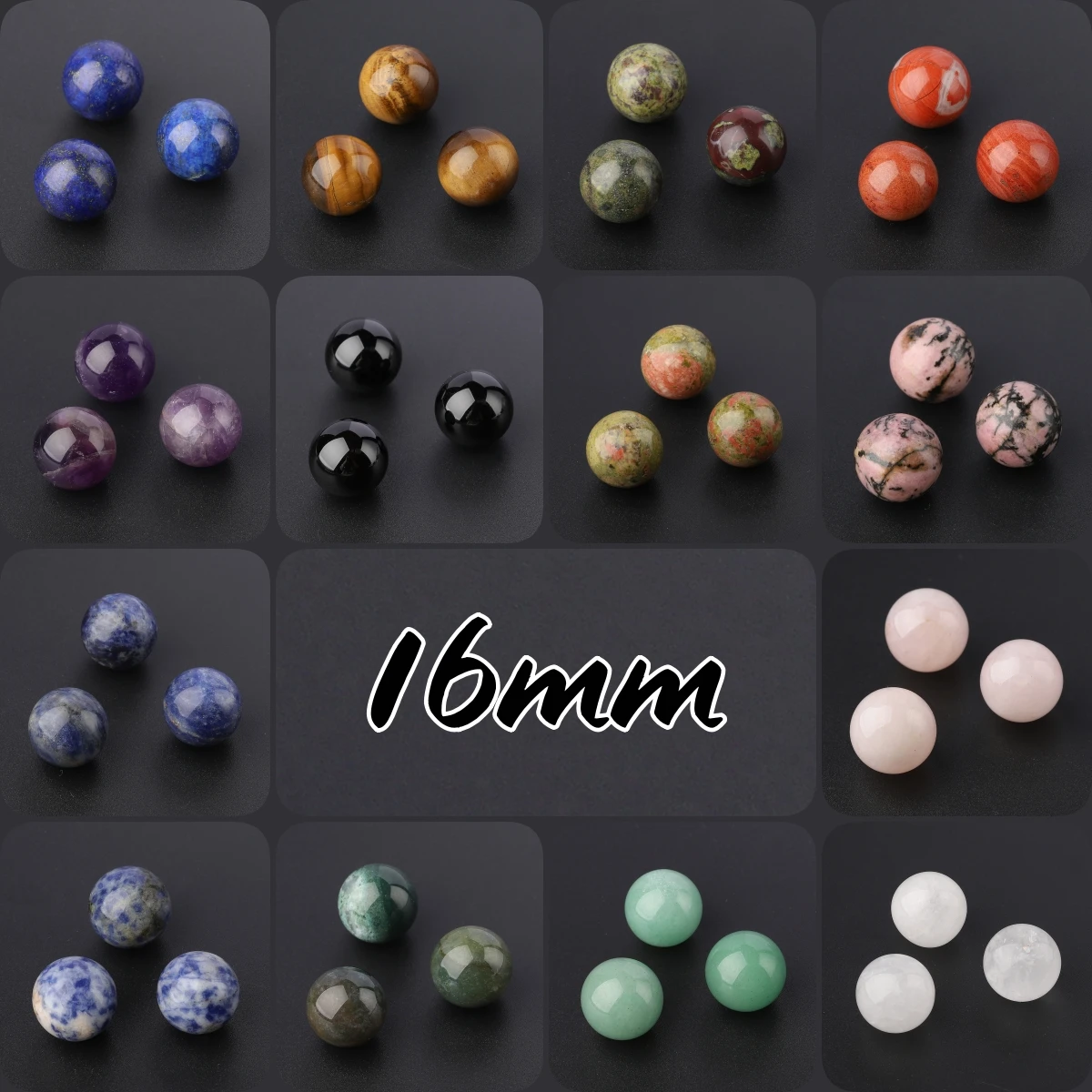 3 pçs 16mm natural forma redonda contas de pedra não porosa jasper lápis-lazúli ametista contas para diy pingente decorações de mesa