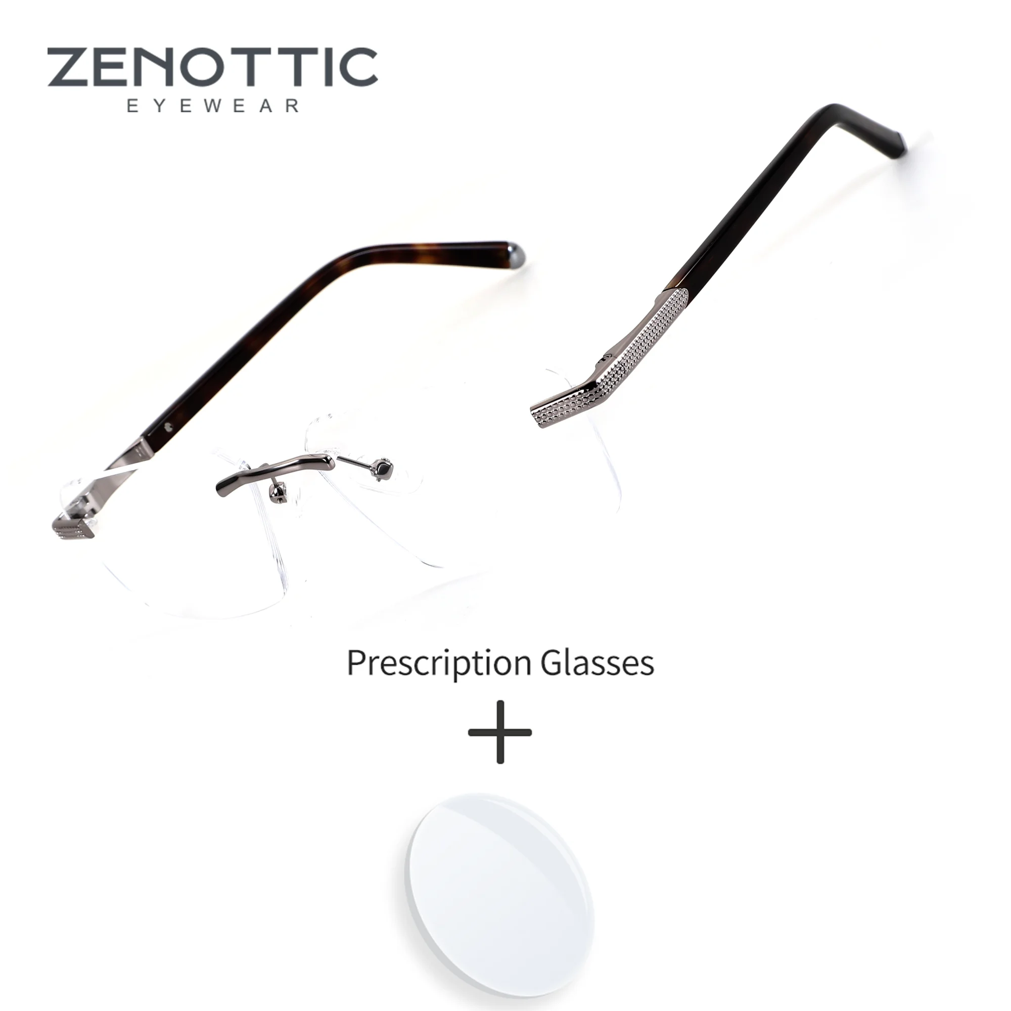 

Очки ZENOTTIC высокого качества, металлические, без оправы, фотохромные, с защитой от синего света, для мужчин, для коррекции близорукости, медицинские оптические очки