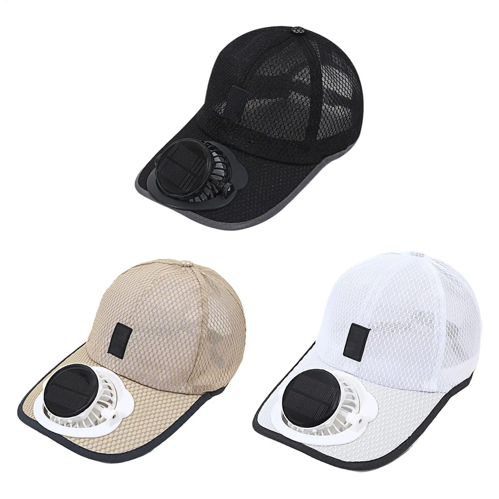 Solar Powered Caps with Fan Summer Breathable Mesh Sun Protection Outdoor Baseball Hat for Men USB Rechargeable Cooling Headwear