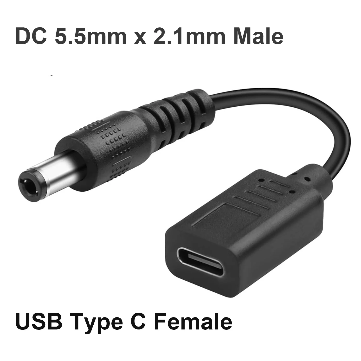 Cabo Adaptador de Carregamento USB Tipo C para DC 5.5mm x 2.1mm com Gatilho PD 20V 5A 100W 19-20V para Laptop, Furadeira, Bateria, Roteador, CFTV
