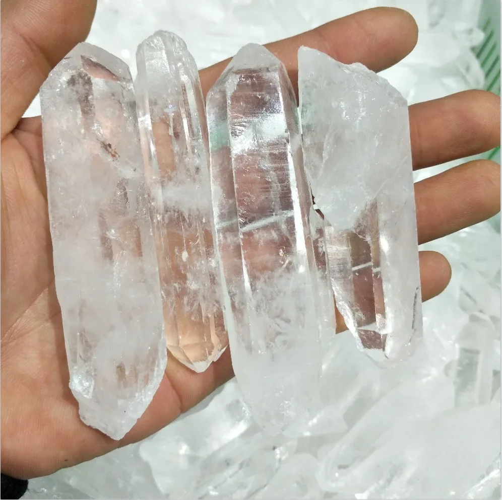 4pcs Natural Double end Lemurian Seed Quartz Crystal Point Reiki Healing