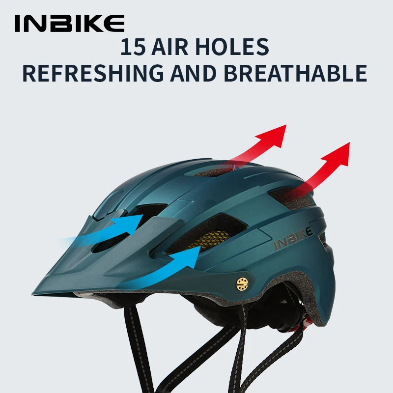 INBIKE Bicycle Riding Helmet With USB Rechargeable LEDRear Light Mountain Road Bike Helmet For Men Women MTB Cycling Accessories