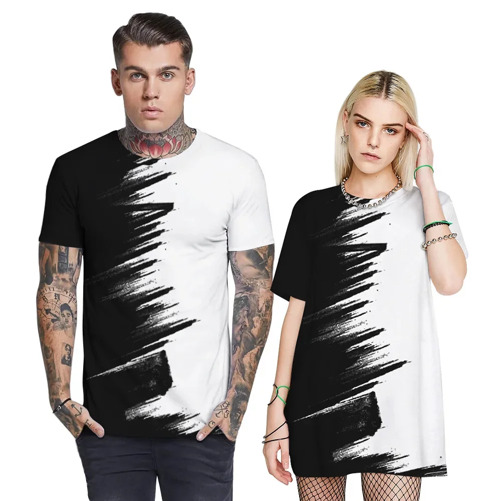 

Men's Black And White Sportswear Lightweight Breathable Quick-drying Short-sleeved Round Neck Couple T-shirt Casual Harajuku