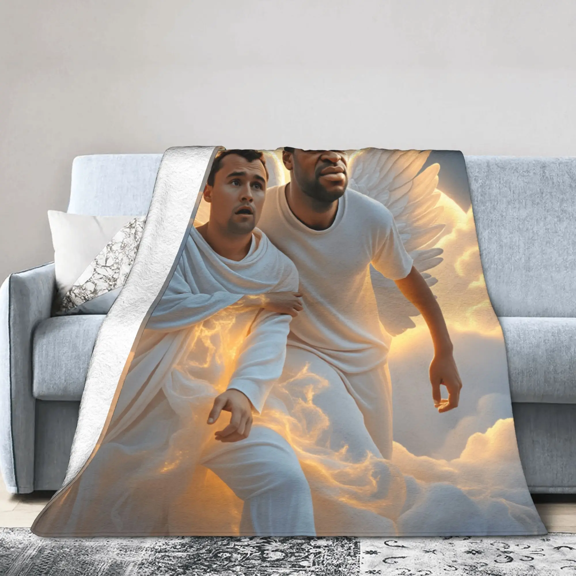 بطانية ناعمة صبي فتاة نزهة تشارلي كيرك الملائكية المدافع الفراش يلقي الفانيلا المفرش للأريكة كرسي أريكة تتحول لسرير أريكة سرير